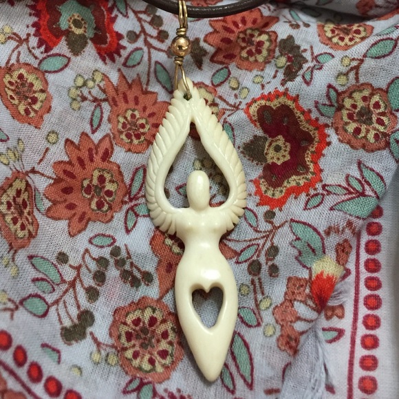 Jewelry - Angel Goddess heart carved bone pendant